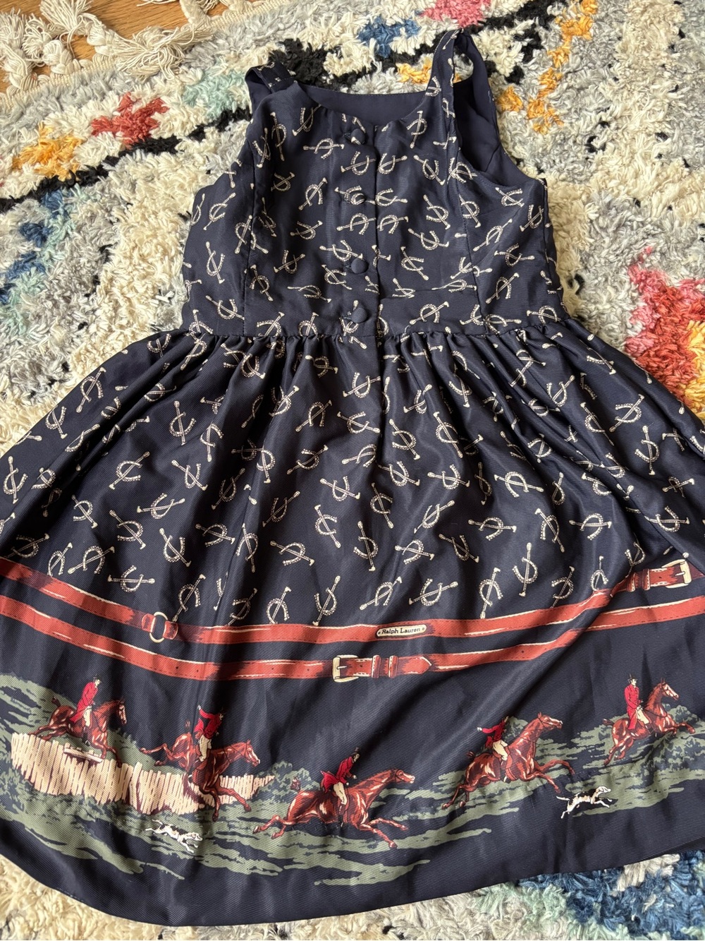 Polo Ralph lauren horse and hunting dog print dress girls 6 - Picture 4 of 5